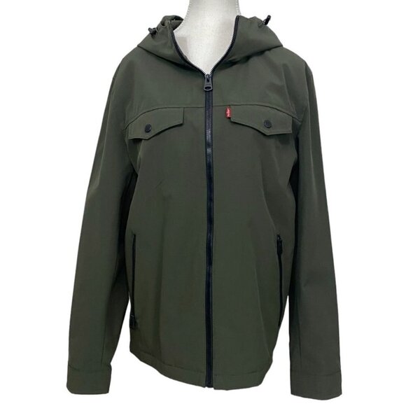LEVI'S MEN'S OLIVE GREEN WATERPROOF ARCTIC CLOTH RAINCOAT - S - Picture 3 of 13